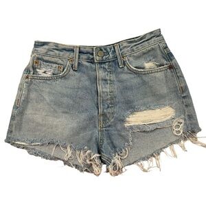 Revolve GRLFRND Cindy in Silly Love Songs Blue Distressed Shorts Womens Size 25